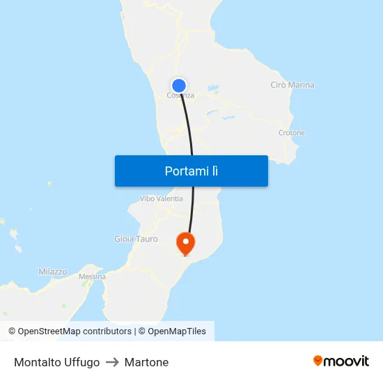 Montalto Uffugo to Martone map