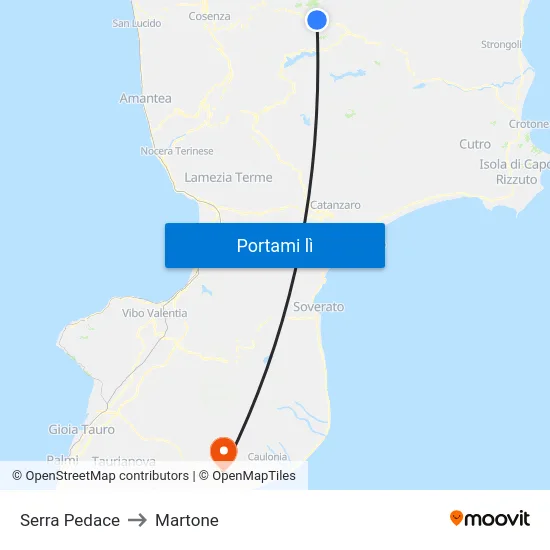 Serra Pedace to Martone map