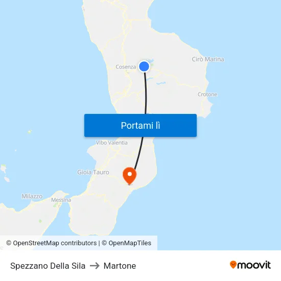 Spezzano Della Sila to Martone map