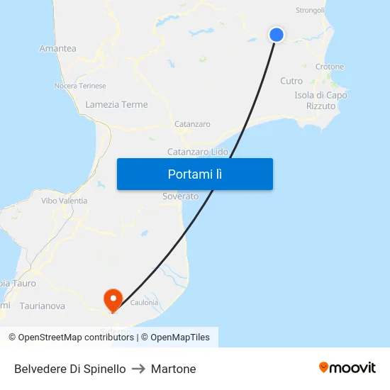 Belvedere Di Spinello to Martone map