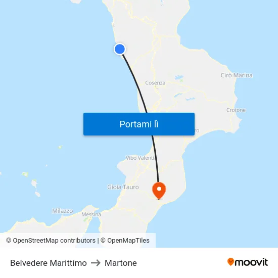 Belvedere Marittimo to Martone map