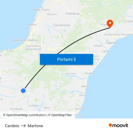 Cardeto to Martone map