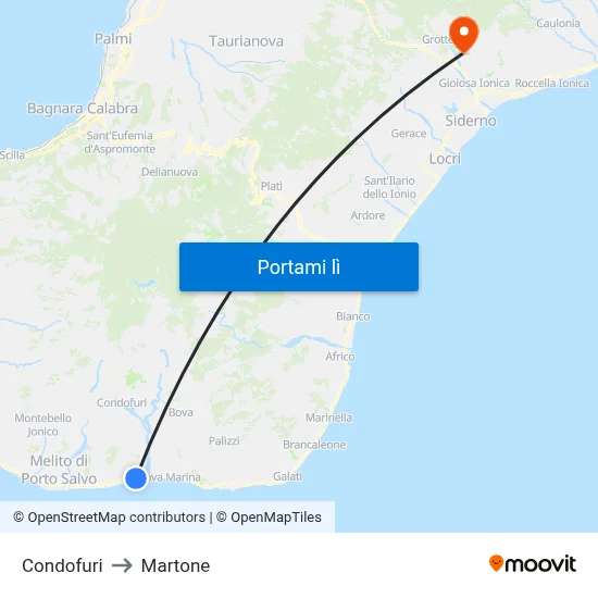 Condofuri to Martone map
