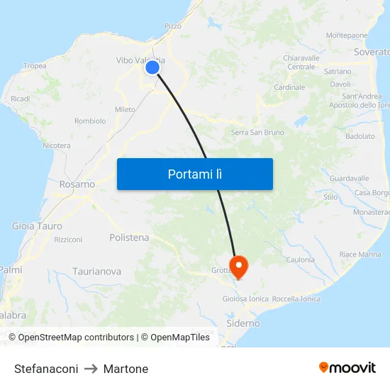 Stefanaconi to Martone map