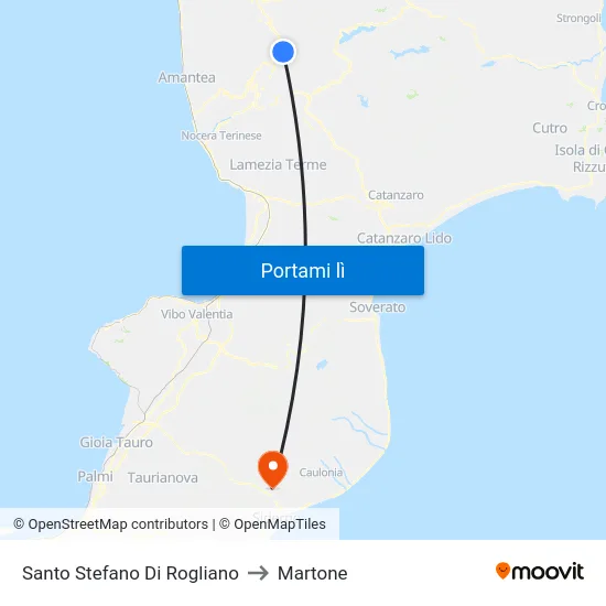 Santo Stefano Di Rogliano to Martone map
