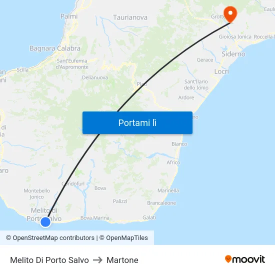 Melito Di Porto Salvo to Martone map