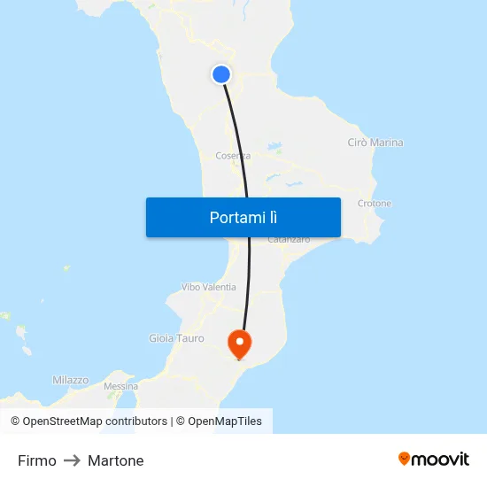 Firmo to Martone map