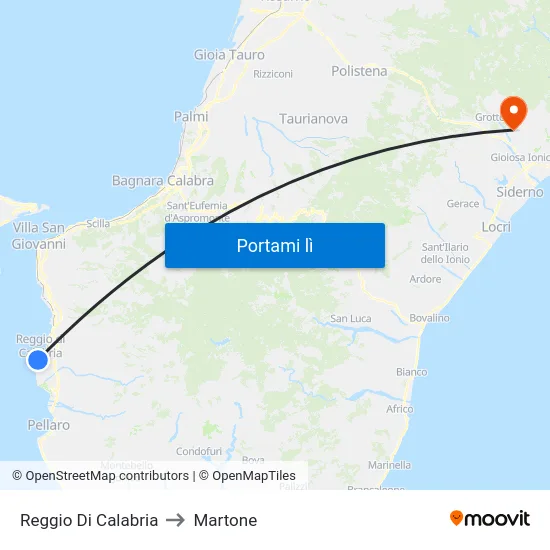 Reggio Di Calabria to Martone map
