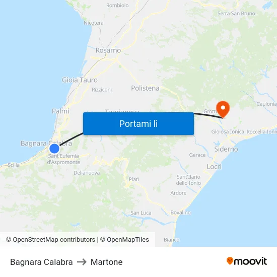 Bagnara Calabra to Martone map