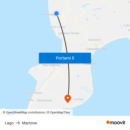 Lago to Martone map