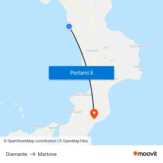 Diamante to Martone map