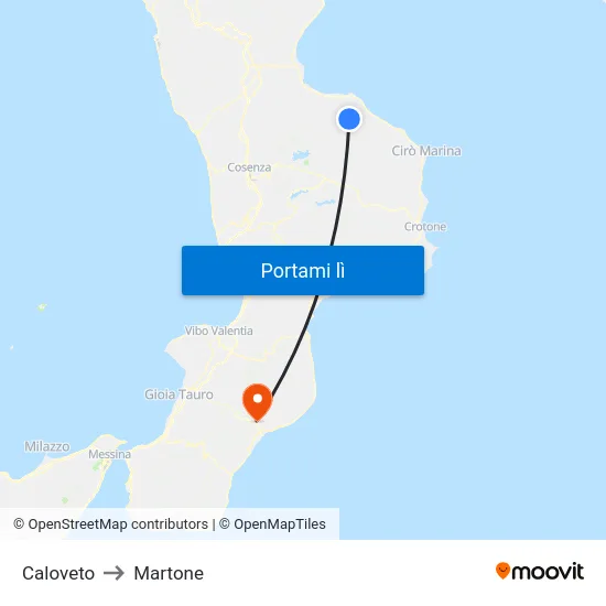Caloveto to Martone map