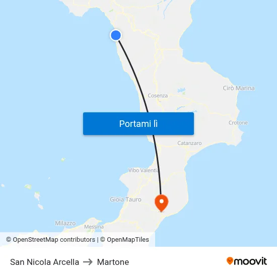 San Nicola Arcella to Martone map