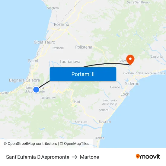 Sant'Eufemia D'Aspromonte to Martone map