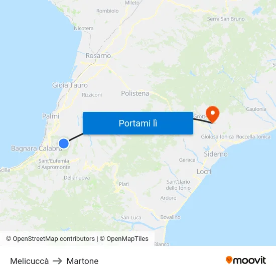 Melicuccà to Martone map