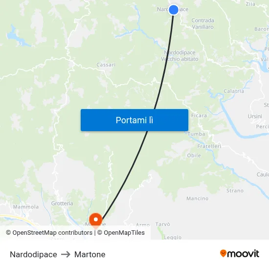 Nardodipace to Martone map