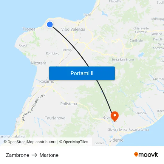 Zambrone to Martone map