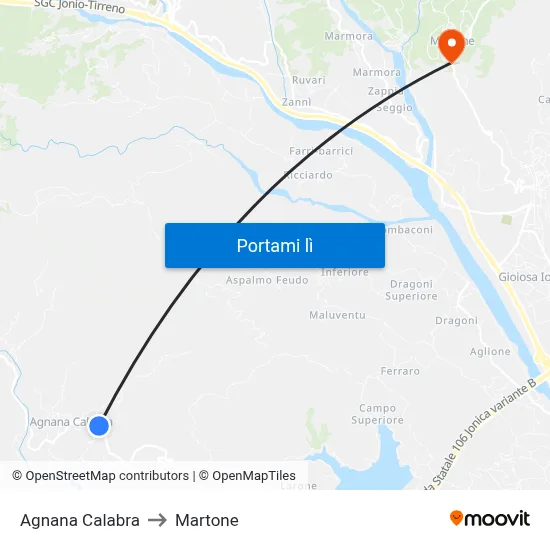 Agnana Calabra to Martone map