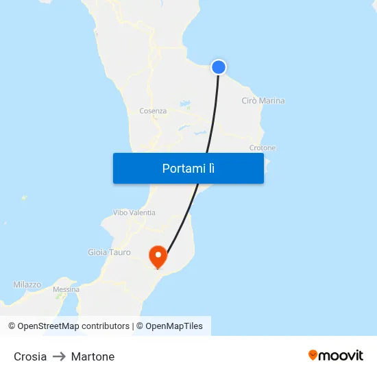 Crosia to Martone map