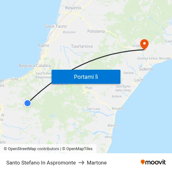 Santo Stefano In Aspromonte to Martone map
