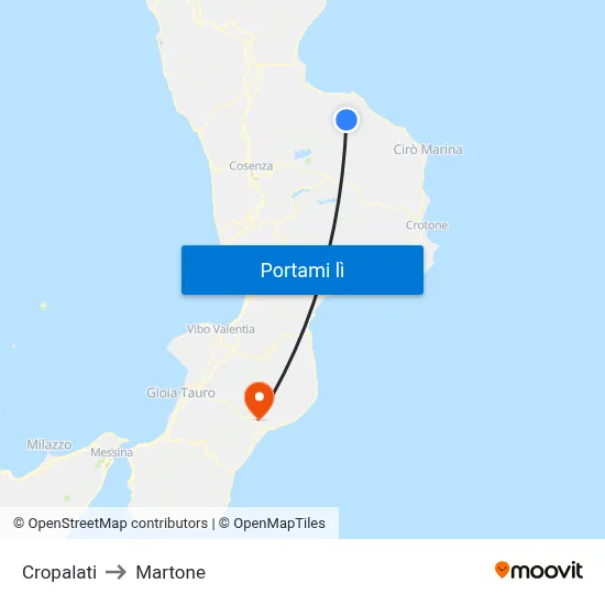 Cropalati to Martone map