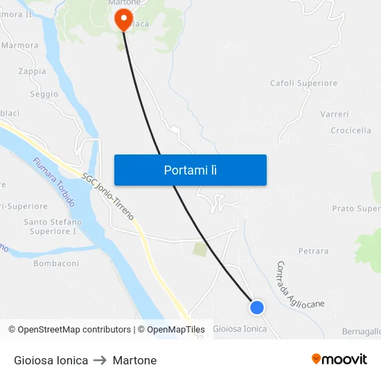 Gioiosa Ionica to Martone map