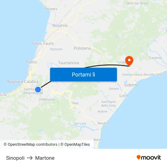 Sinopoli to Martone map