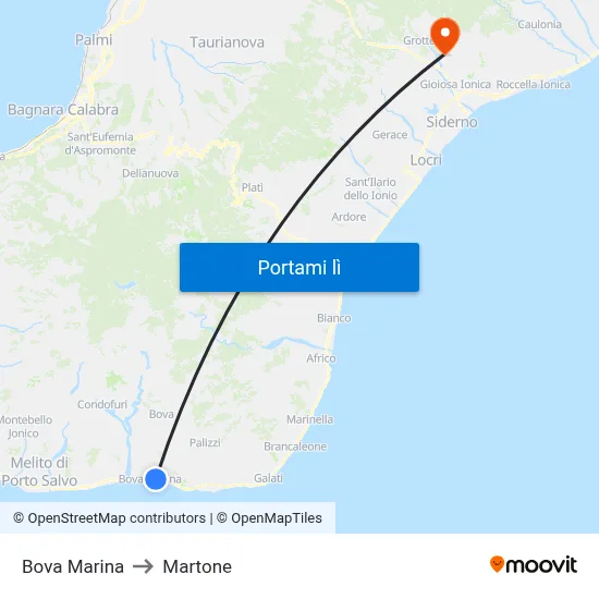 Bova Marina to Martone map