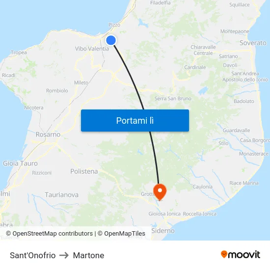 Sant'Onofrio to Martone map