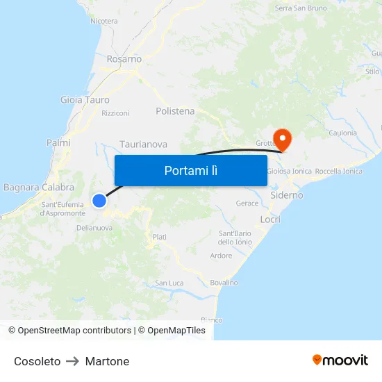 Cosoleto to Martone map