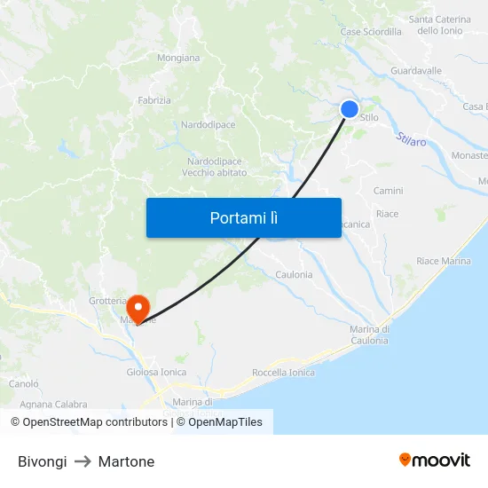 Bivongi to Martone map