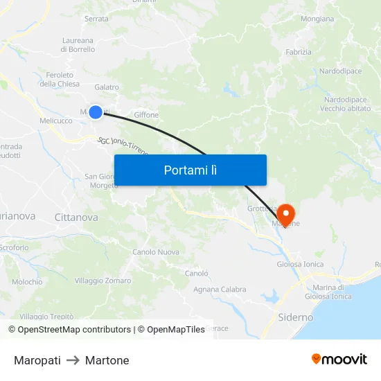 Maropati to Martone map