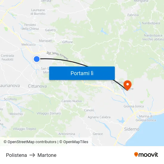 Polistena to Martone map