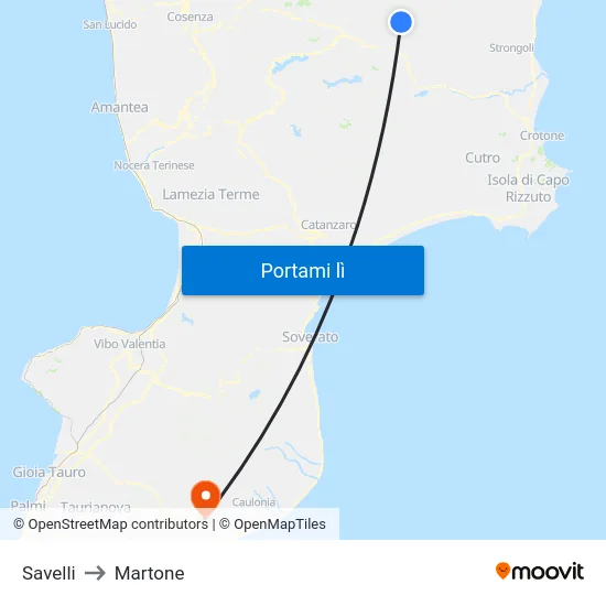 Savelli to Martone map