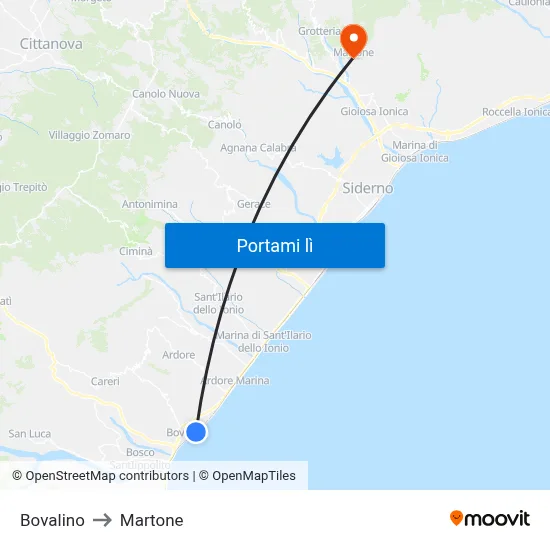 Bovalino to Martone map