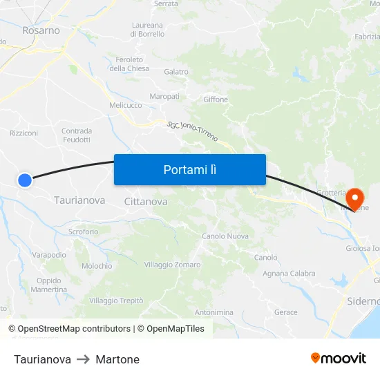 Taurianova to Martone map