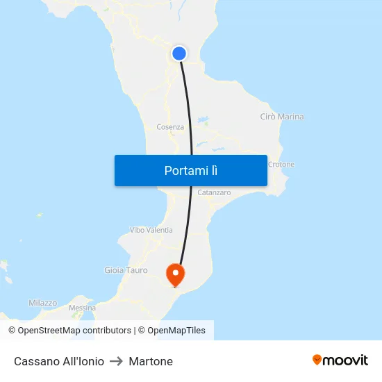 Cassano All'Ionio to Martone map