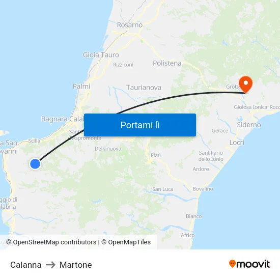 Calanna to Martone map