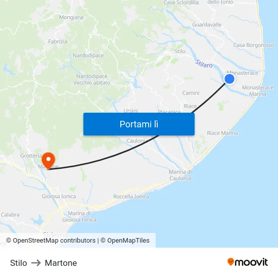 Stilo to Martone map
