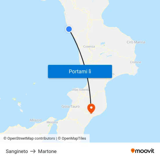 Sangineto to Martone map