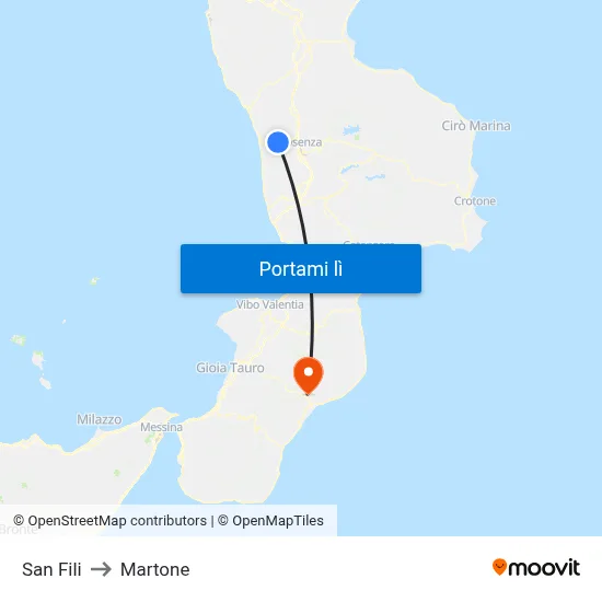 San Fili to Martone map