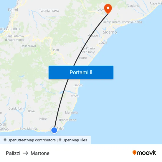 Palizzi to Martone map