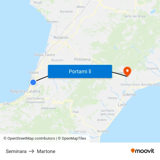 Seminara to Martone map