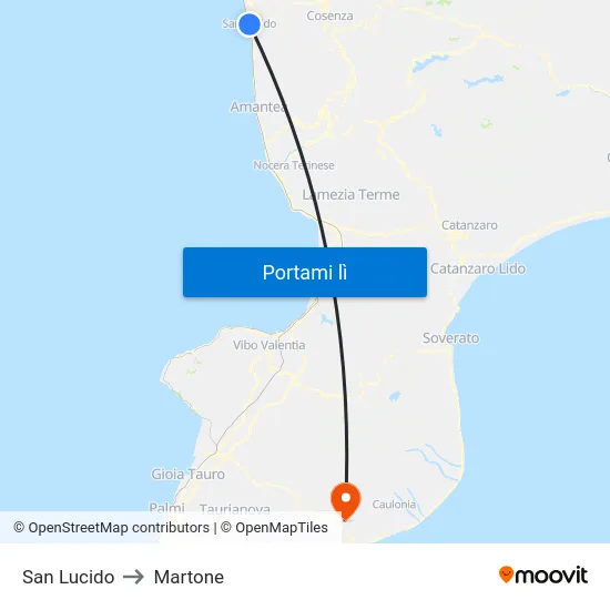 San Lucido to Martone map
