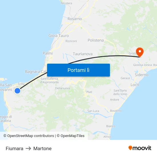 Fiumara to Martone map