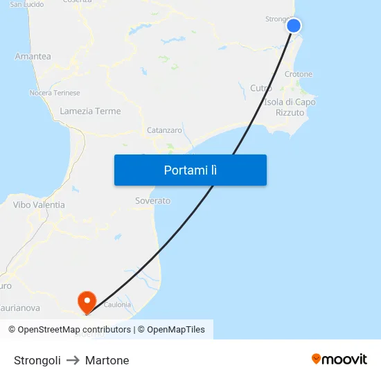 Strongoli to Martone map