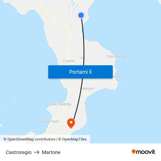 Castroregio to Martone map