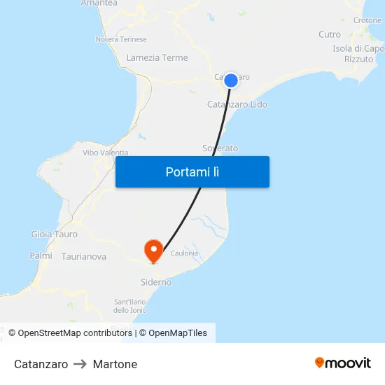 Catanzaro to Martone map