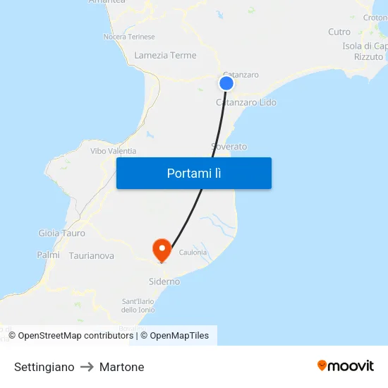 Settingiano to Martone map