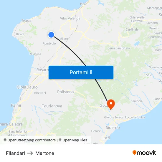 Filandari to Martone map
